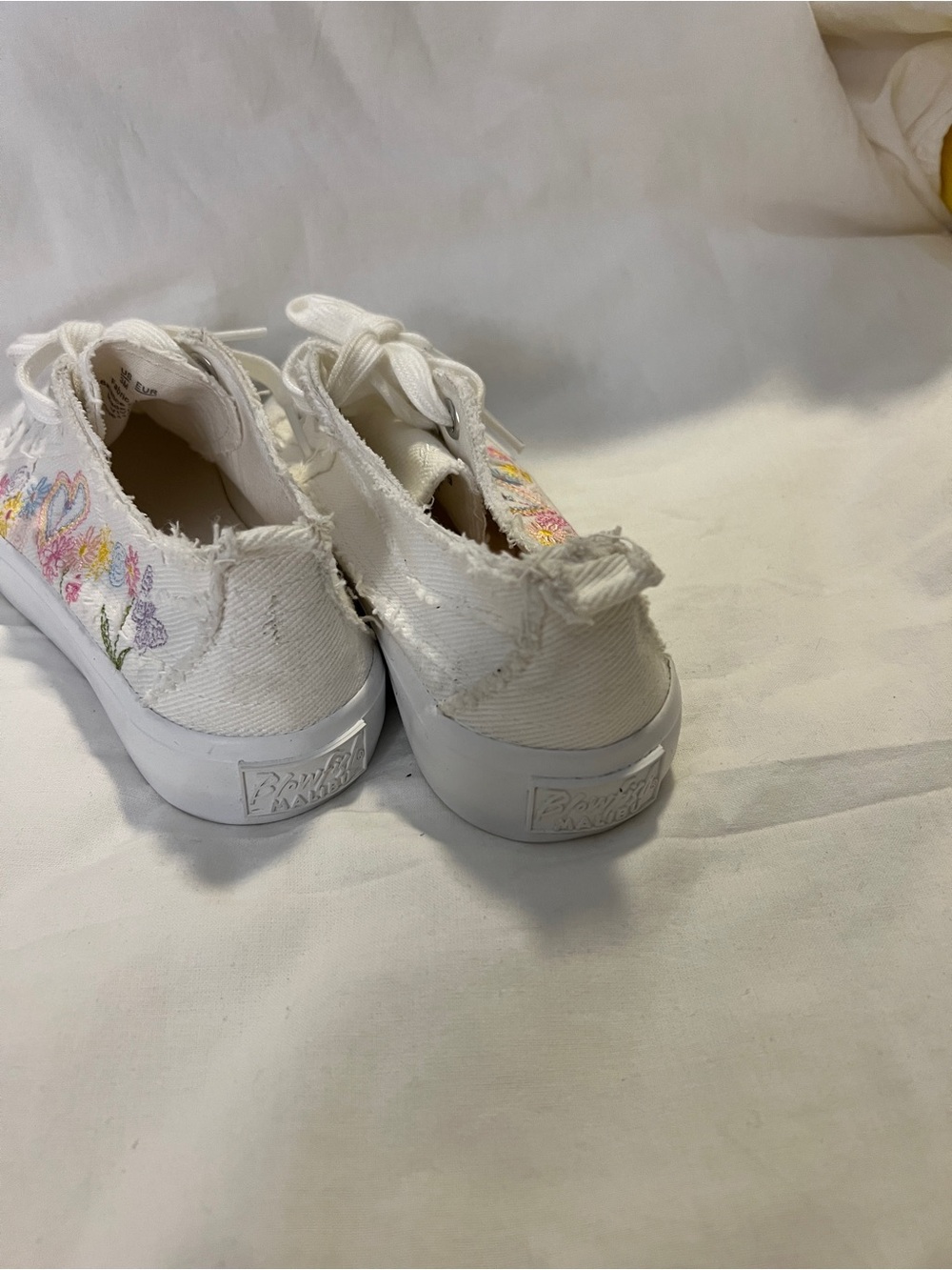 Blowfish White Canvas Sneakers with Pink & Green Floral Embroidery - Picture 5 of 8